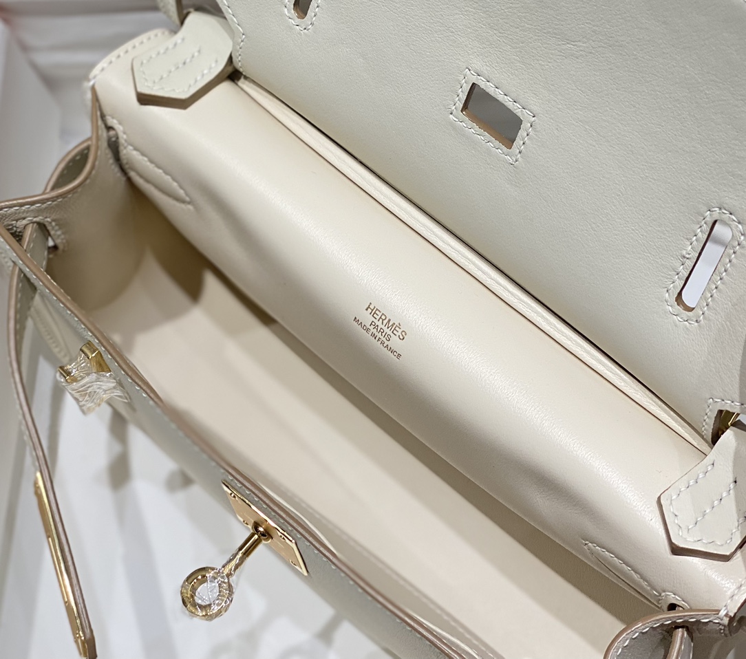 Hermes Jypsiere Mini Shoulder Bag In Cream White Swift Leather